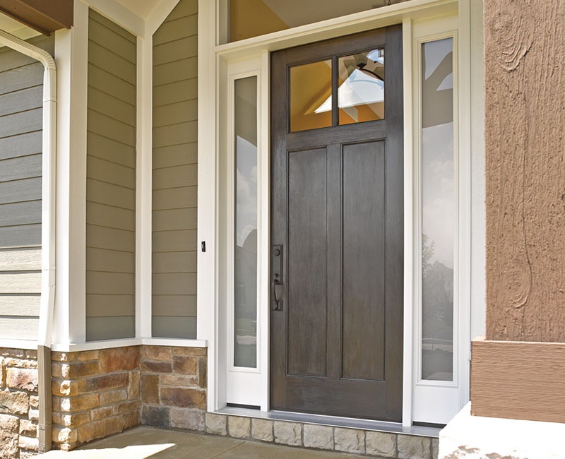 Woodgrain front entry door replacement by Window Nest - exterior doors